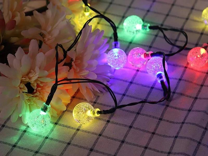 Solar LED Lichterkette 4,5 m mit 20 LEDs – Mehrfarbig, 8 Leuchtmodi, IP44 für Garten, Balkon & Terrasse