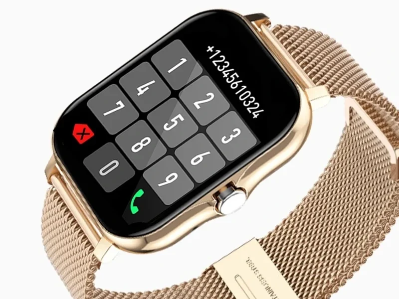 Smartwatch Damen Herren Bluetooth Telefonieren Sportuhr Fitness Tracker Gold 5907451378137