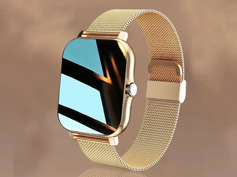 Smartwatch Damen Herren Bluetooth Telefonieren Sportuhr Fitness Tracker Gold 5907451378137