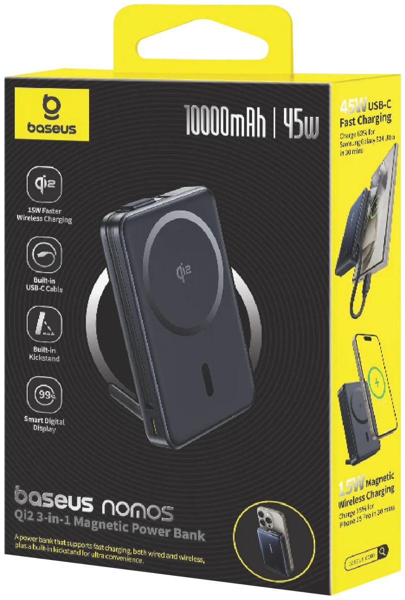 Baseus Qi2 Magnetic Power Bank 45W 10000mAh Cosmic Black