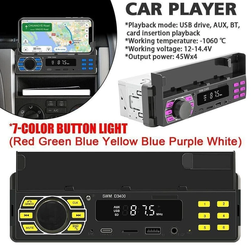 Autoradio Bluetooth 1 Din MP3 Player Freisprecheinrichtung C USB L8 Typ X4V3