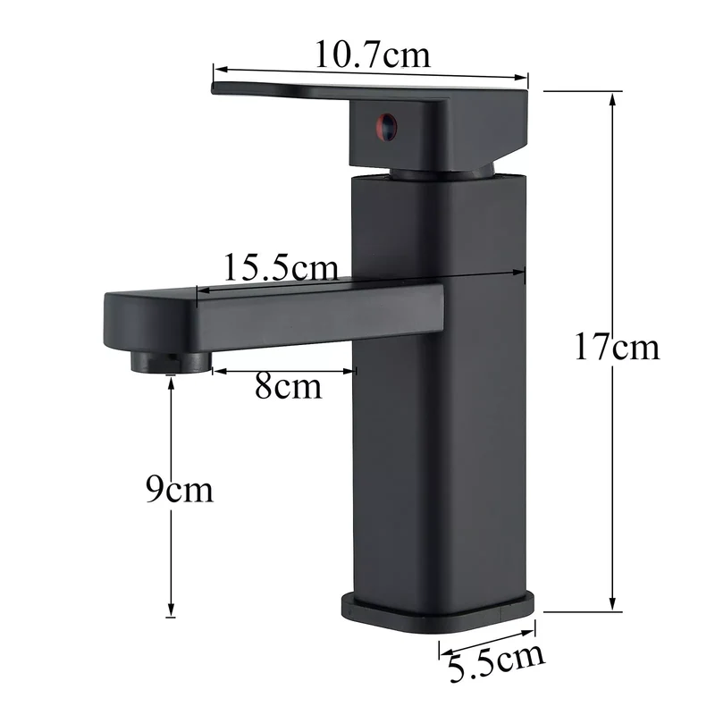 Waschtischarmatur Schwarz – Einhand Mischbatterie für Waschbecken | Moderne Badarmatur mit Heiß- & Kaltwasseranschluss, Keramikkartusche & 40 cm Schläuchen