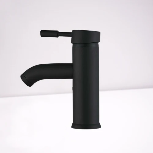 Waschtischarmatur Schwarz – Einhand Mischbatterie für Waschbecken | Moderne Badarmatur mit Heiß- & Kaltwasseranschluss, Keramikkartusche & 40 cm Schläuchen