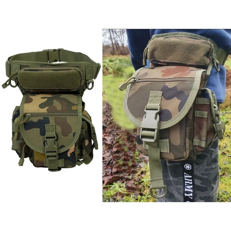 Taktische Beintasche Tarnfarbe Outdoor Hüfttasche Motorradtasche mit 6 Fächern