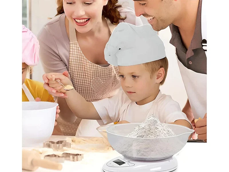 Digitale Küchenwaage mit Schüssel 5 kg LCD Waage TARA Messbecher Weiß ✅✅✅