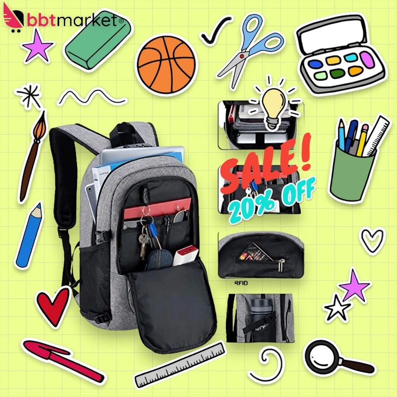 Herren Damen Laptop Rucksack Wasserdicht Arbeit Schulrucksack Diebstahlsicherer