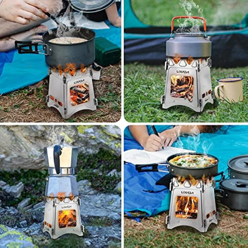 Tragbarer Edelstahl Campingkocher – Faltbarer Holzofen für Outdoor & Wandern