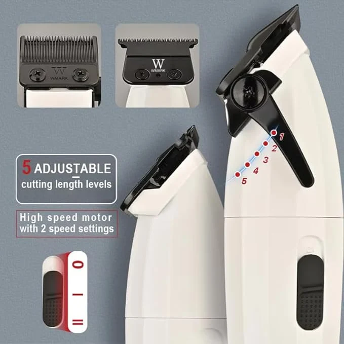 Wmark Specter 8632 Clipper + Trimmer Combo Kit – With 1 Extra Blade Each, White Wmark Cutting Sheet & Heavy-Duty Motor