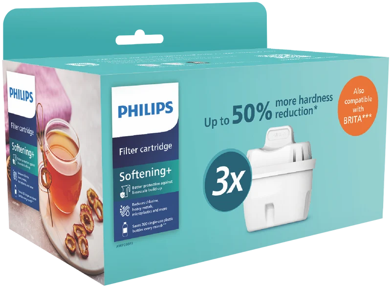 Philips 3 x Micro X-Clean Softening+ Filters 3 Pack Hanging Packaging